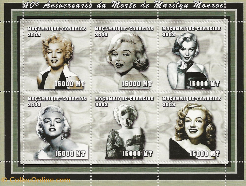 ZZZ Blocs (Mozambique) 2002 Marilyn Monroe 4 timbres zzz blocs mozambique 2002 marilyn monroe