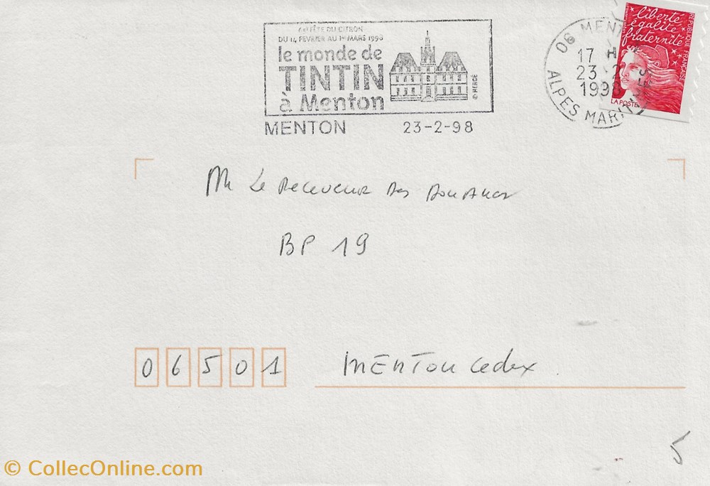 timbres menton 06 1998 fete du citron le monde de tintin a menton
