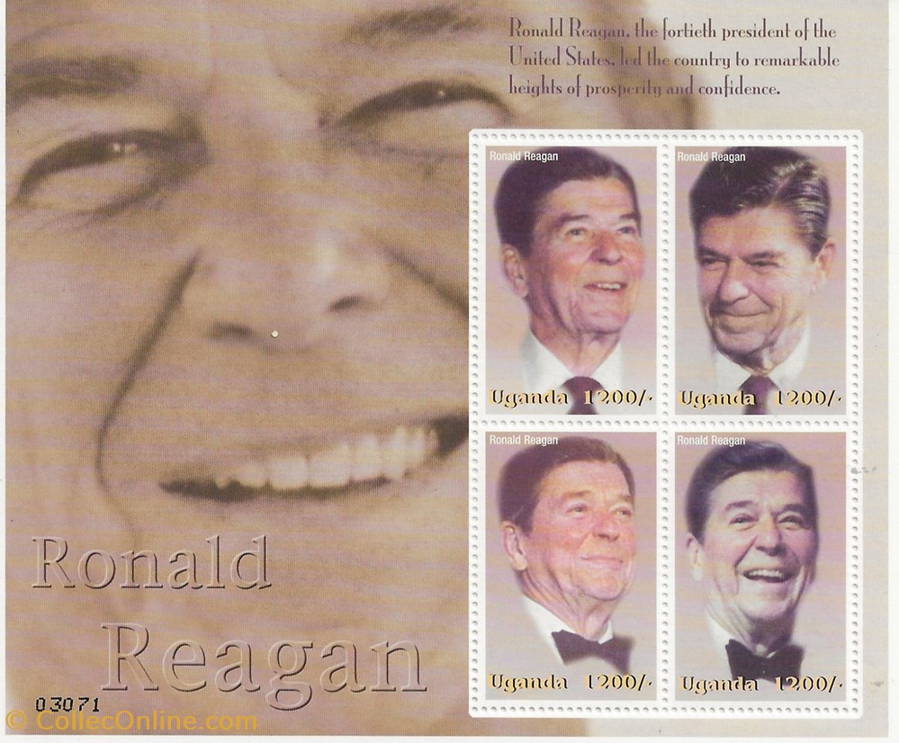 ZZZ Bloc (Ouganda) 2002 Ronald Reagan timbres zzz bloc ouganda 2002 ronald reagan