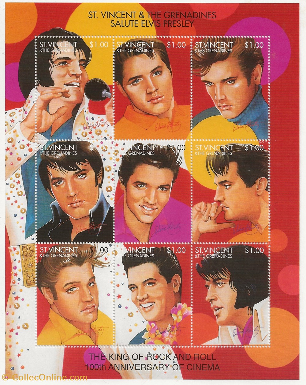 timbres zzz bloc saint vincent grenadines 1995 centenaire du cinema