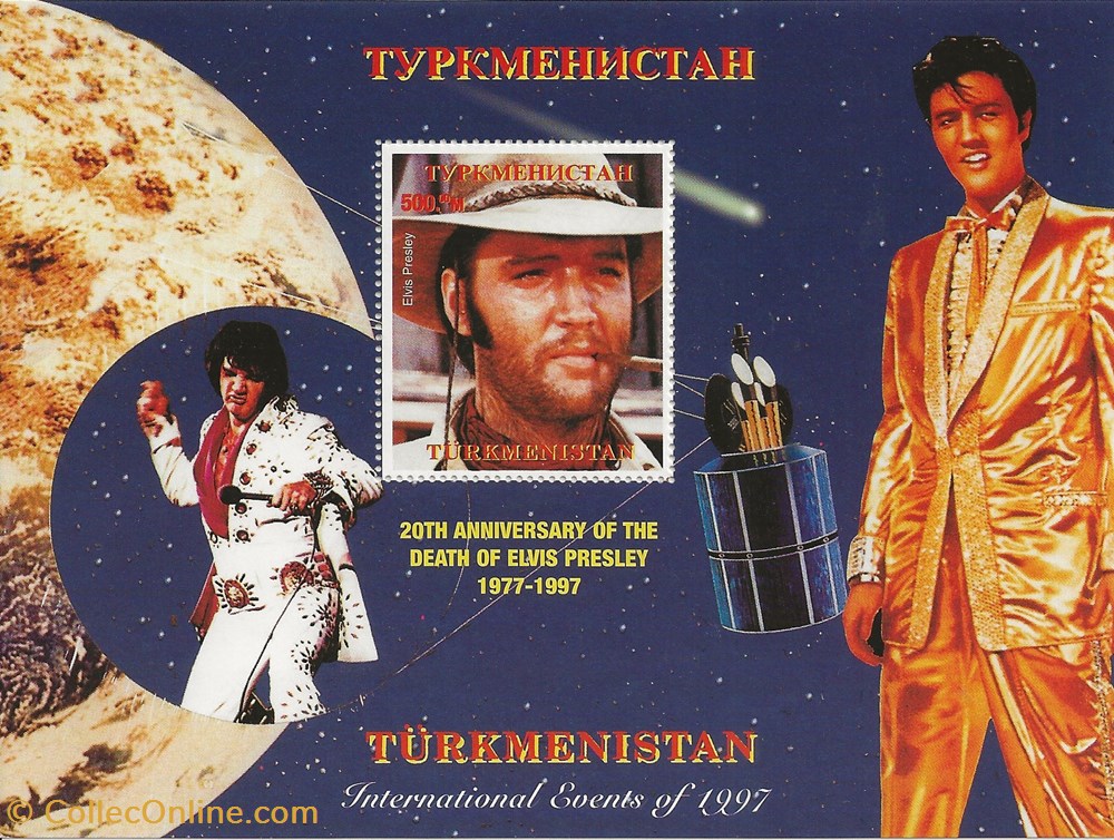timbres zzz bloc turkmenistan 1997 20eme anniversaire de la mort elvis presley