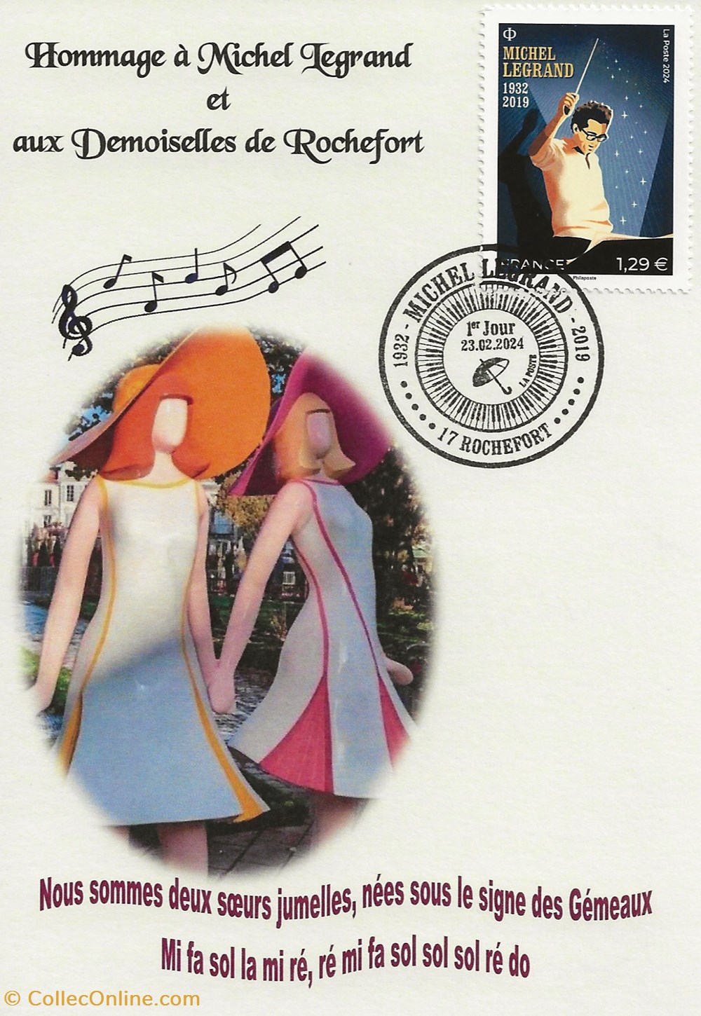 ZZZ 2024 Feuillet Michel Legrand 3 timbres zzz 2024 feuillet michel legrand