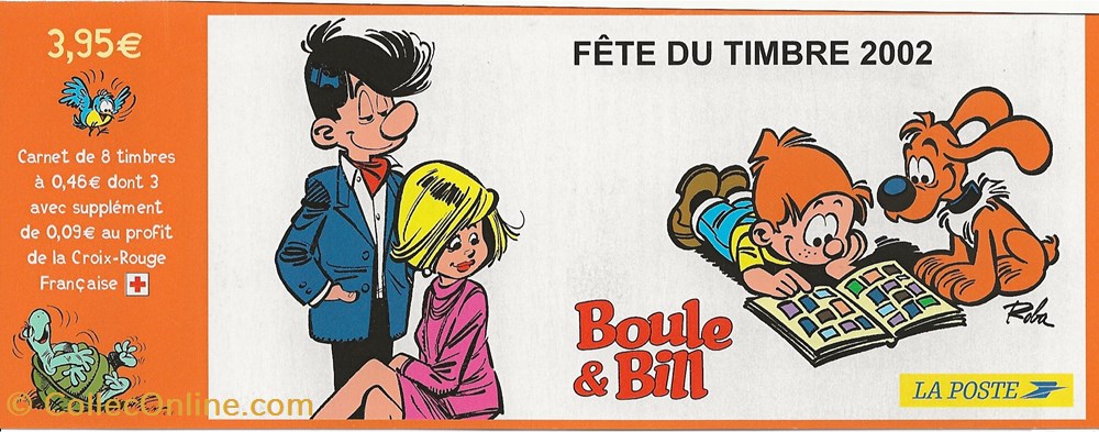 ZZ Couverture du carnet pour la fête du timbre 2002 Boule & Bill timbres zz couverture du carnet pour la fete du timbre 2002 boule bill