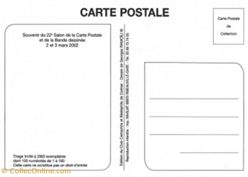 Colmar (68) 2002 cartes postales bande dessinee colmar 68 2002