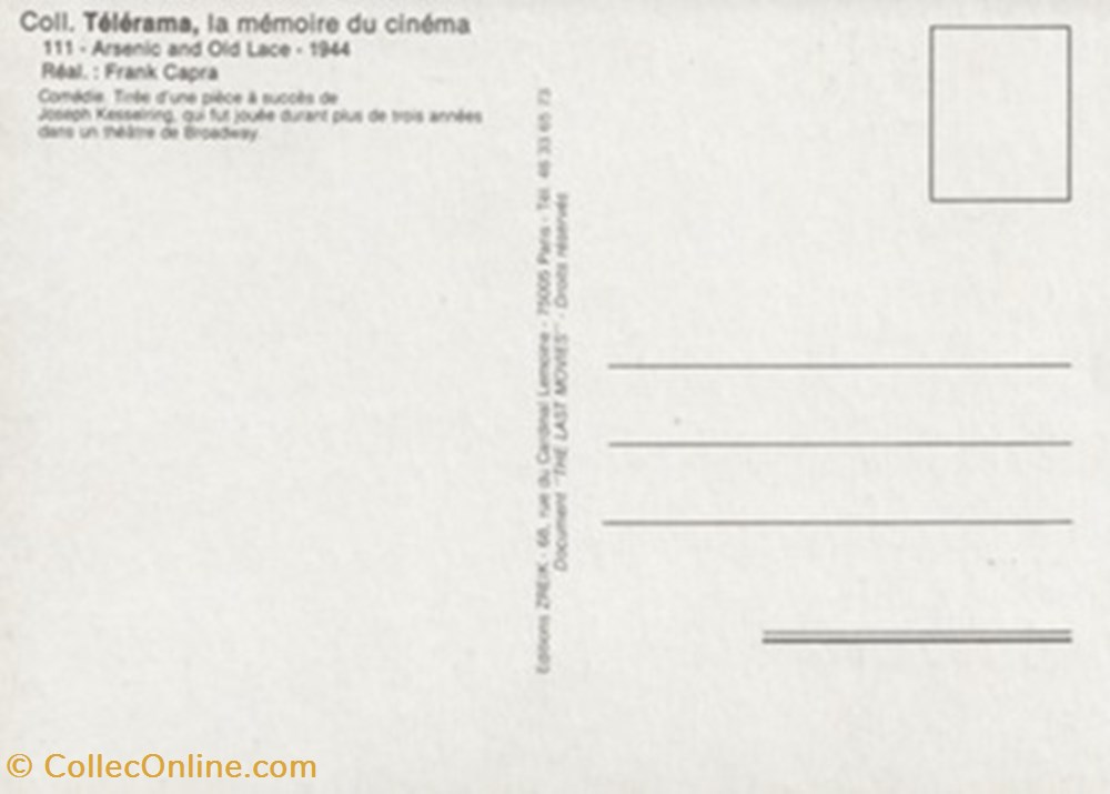 cartes postales autres arsenic et vieilles dentelles