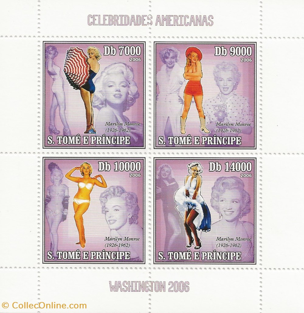 ZZZ Blocs (Sao Tome e Principe) 2006 Marilyn Monroe 3 timbres zzz blocs sao tome e principe 2006 marilyn monroe