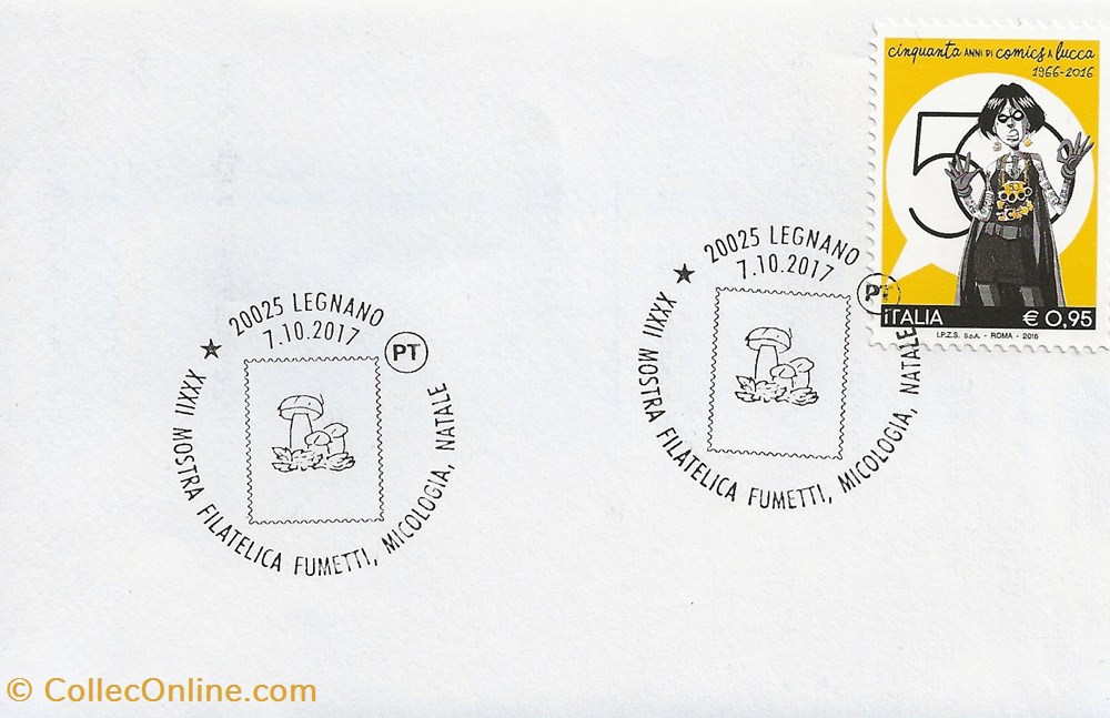 timbres legnano italie 2017 xxxii mostra filatelica fumetti micologia natale