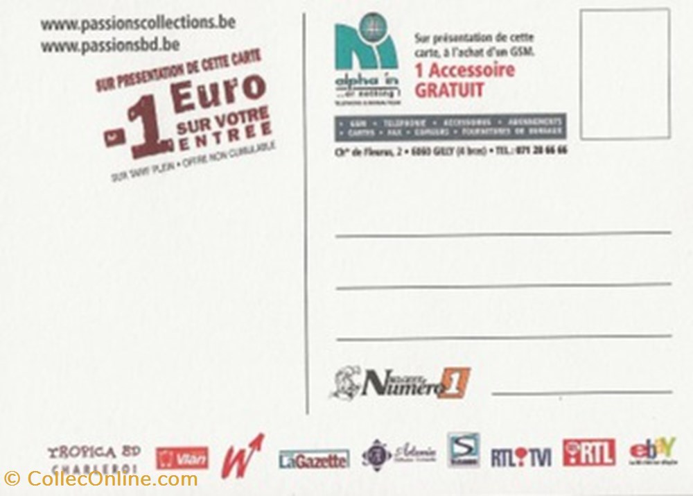 cartes postales bande dessinee charleroi belgique 2004