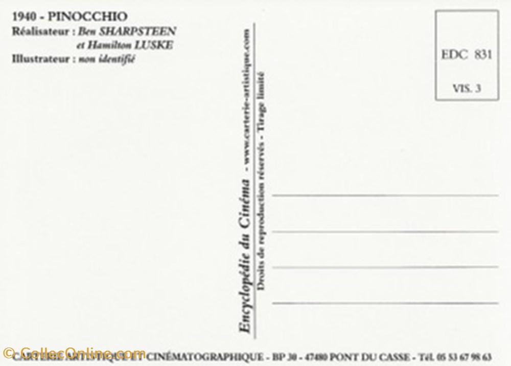 Pinocchio cartes postales autres pinocchio