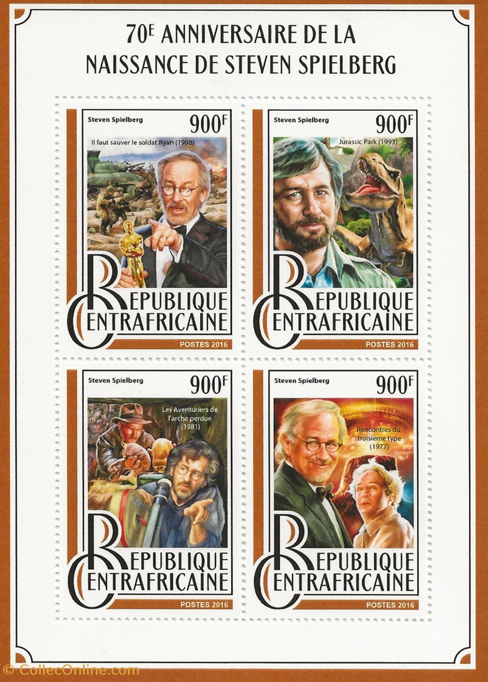ZZZ Bloc (République Centrafricaine) 2016 70ème anniversaire de la naissance de Steven Spielberg timbres zzz bloc republique centrafricaine 2016 70eme anniversaire de la naissance de steven spielberg