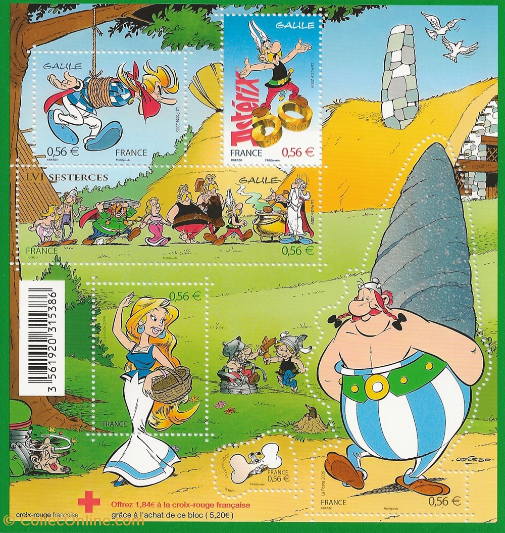 ZZ Bloc 2009 50 ans d'Astérix timbres zz bloc 2009 50 ans asterix