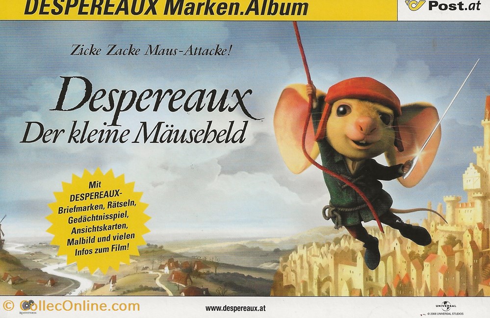 ZZZ Carnet (Autriche) 2008 Despereaux, der kleine mäusebeld timbres zzz carnet autriche 2008 despereaux der kleine mausebeld