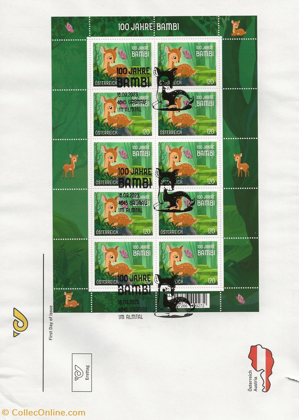 Grünau Im Almtal (Autriche) 2023 100 Jahre Bambi timbres grunau im almtal autriche 2023 100 jahre bambi