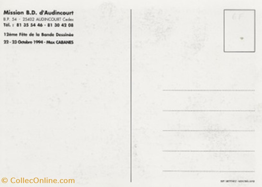 cartes postales bande dessinee audincourt 25 1994