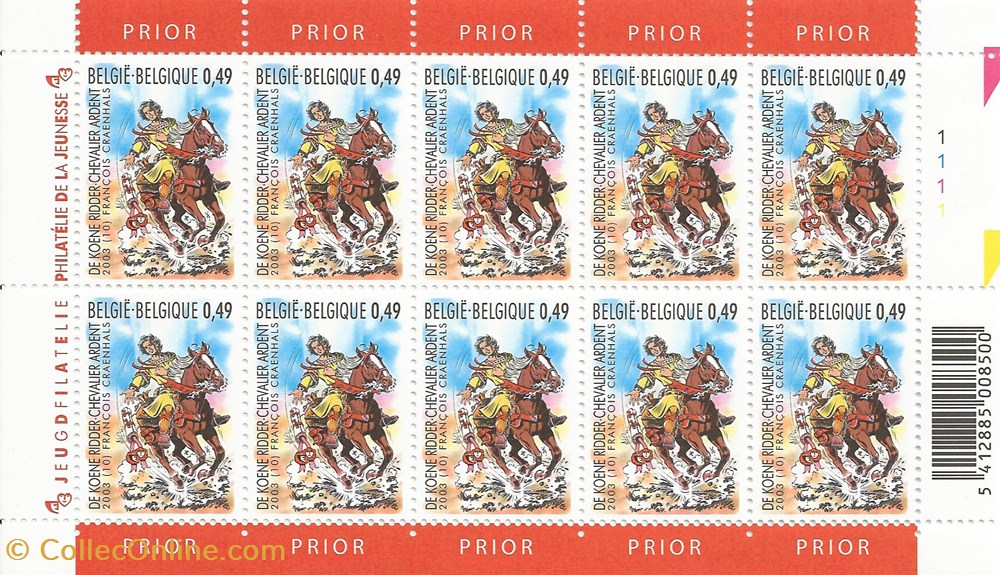 ZZZ - Belgique 2003 feuillet de 10 timbres Chevalier ardent zzz belgique 2003 feuillet de 10 timbres chevalier ardent