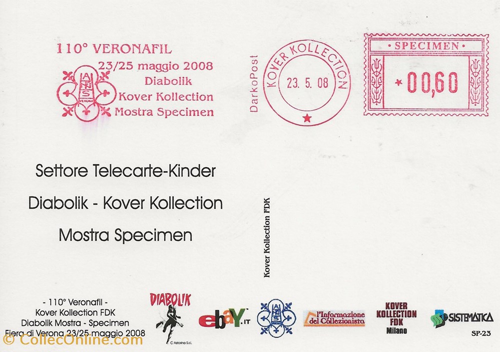 Verona (Italie) 2008 - 110° Veronafil - Diabolik - Kover collection timbres verona italie 2008 110 veronafil diabolik kover collection