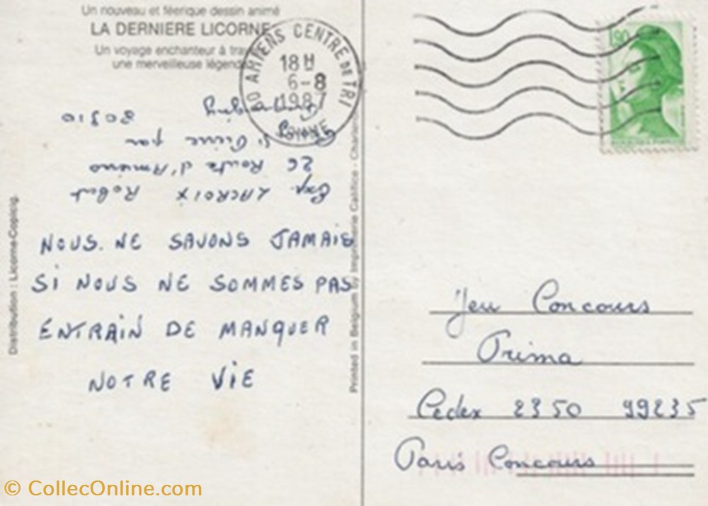 La dernière licorne cartes postales autres la derniere licorne