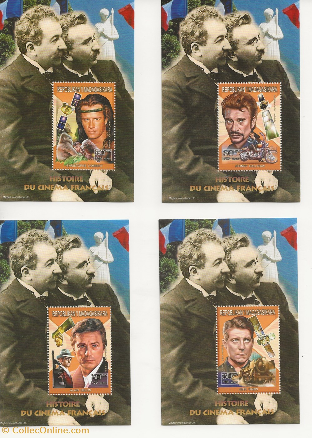 timbres zzz bloc madagascar 1999 histoire du cinema francais