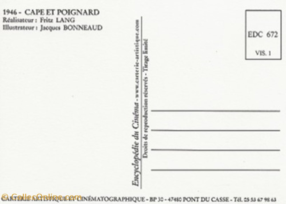cartes postales autres cape et poignard
