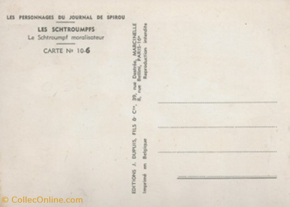 cartes postales bande dessinee schtroumpfs