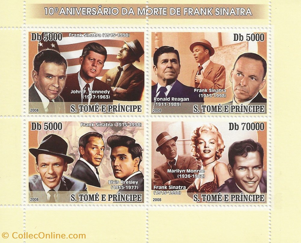 ZZZ Blocs (Sao Tome e Principe) 2008 Frank Sinatra timbres zzz blocs sao tome e principe 2008 frank sinatra