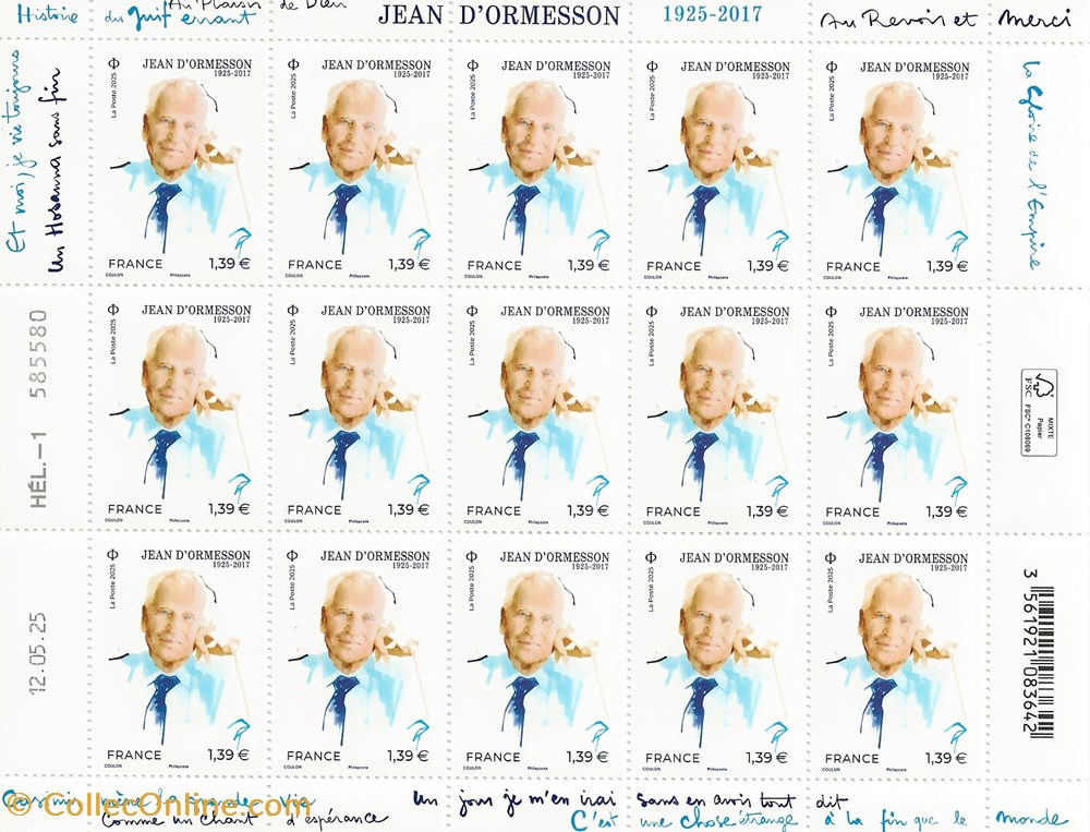 timbres zzz 2025 feuillet jean ormesson
