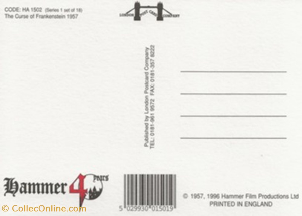 cartes postales autres the curse of frankenstein