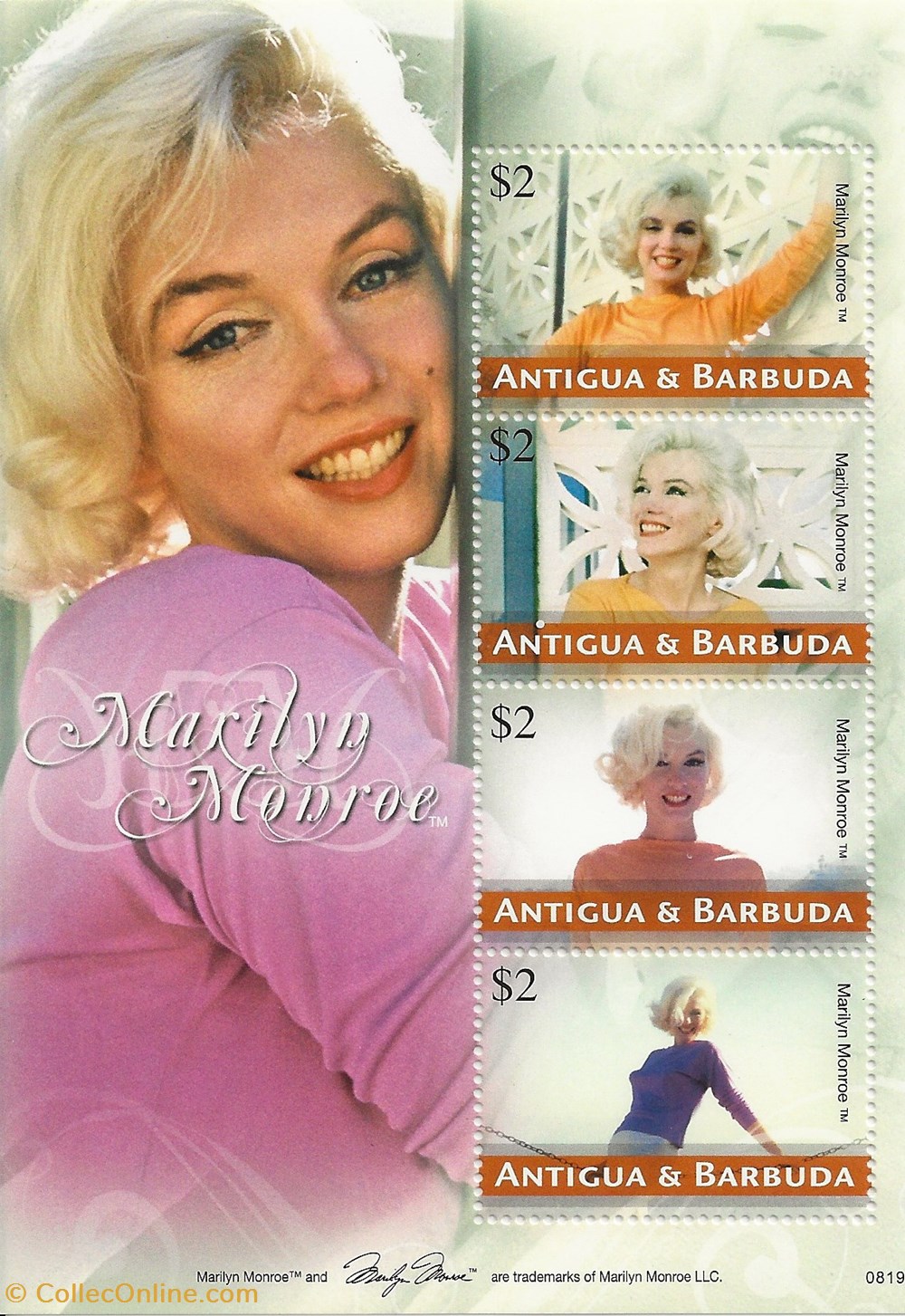 Marylin ZZZ Bloc (Antigua & Barbuda) 2008 Marilyn Monroe - Stamps