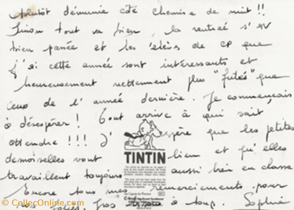 cartes postales bande dessinee tintin