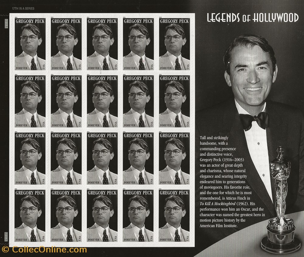 ZZZ Bloc (Etats-Unis) 2011 Gregory Peck - Legends of Hollywood timbres zzz bloc etats unis 2011 gregory peck legends of hollywood