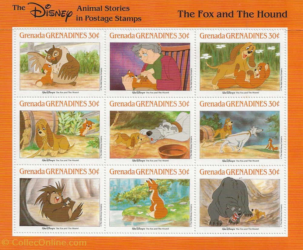 ZZZ Blocs (Grenada Grenadines) 1988 The fox and the hound timbres zzz blocs grenada grenadines 1988 the fox and the hound