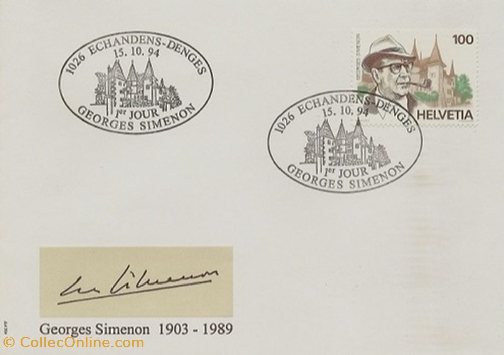 Echandens-Denges (Belgique) 1994 Georges Simenon timbres echandens denges belgique 1994 georges simenon