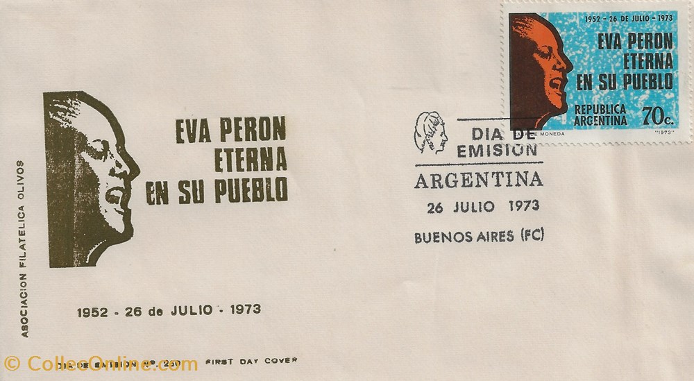 Buenos Aires (Argentine) 1973 Eva Peron timbres buenos aires argentine 1973 eva peron