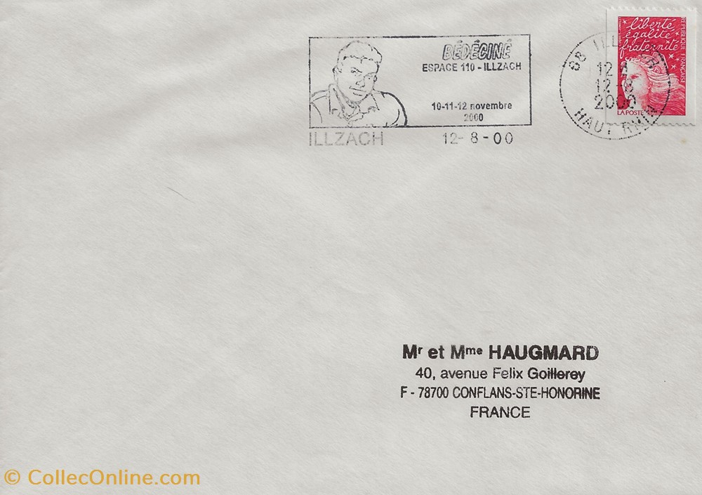 Illzach (68) 2000 16ème Festival Bédéciné 2 timbres illzach 68 2000 16eme festival bedecine