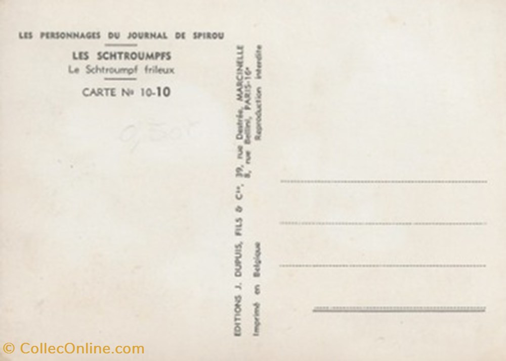 Schtroumpfs cartes postales bande dessinee schtroumpfs