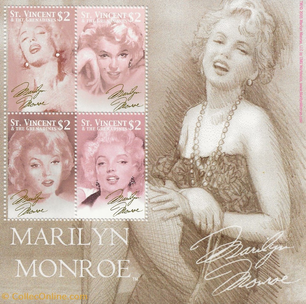 ZZZ Bloc (Saint Vincent & the Grenadines) 2003 Marilyn Monroe timbres zzz bloc saint vincent the grenadines 2003 marilyn monroe