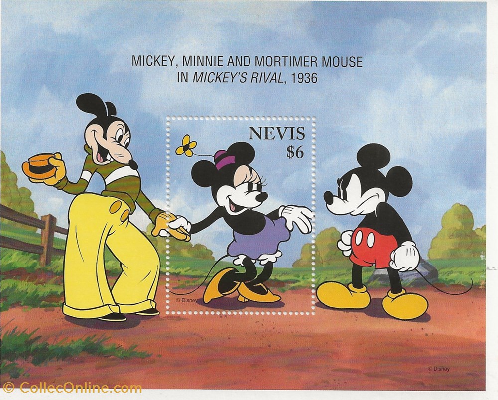 ZZZ Bloc (Nevis) 1995 Dessin animé Mickey de 1936 timbres zzz bloc nevis 1995 dessin anime mickey de 1936