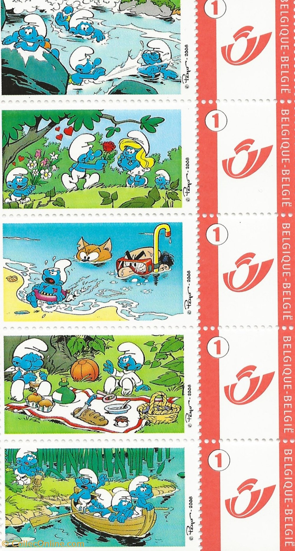 ZZZ - Belgique 2008 Duostamp - Les schtroumpfs timbres zzz belgique 2008 duostamp les schtroumpfs