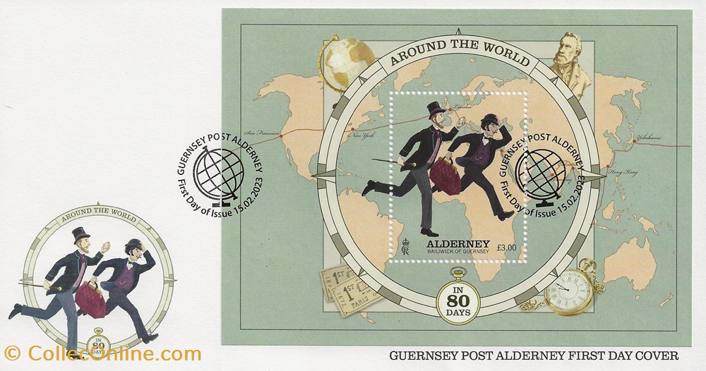 Sainte Anne (Alderney) 2023 Around the world in 80 days timbres sainte anne alderney 2023 around the world in 80 days
