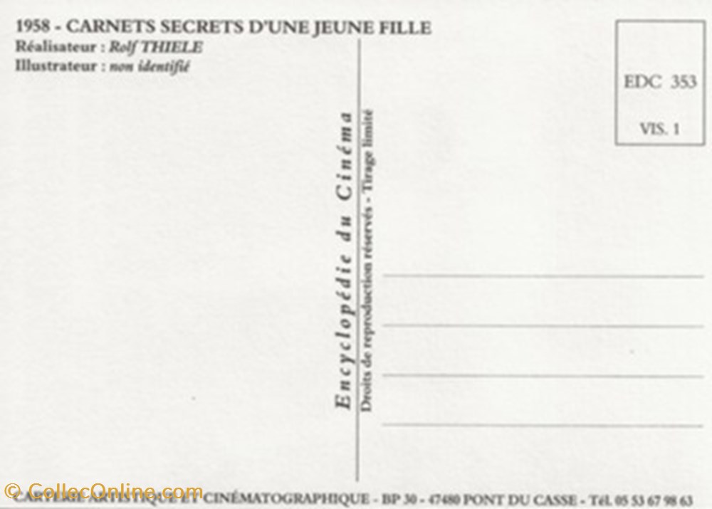 cartes postales autres carnets secrets une jeune fille