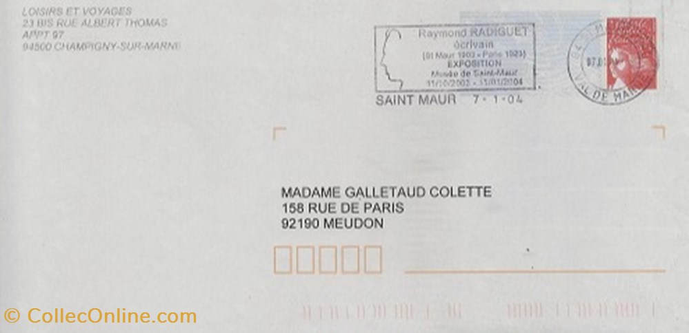 Saint Maur (94) 2004 Raymond Radiguet timbres saint maur 94 2004 raymond radiguet