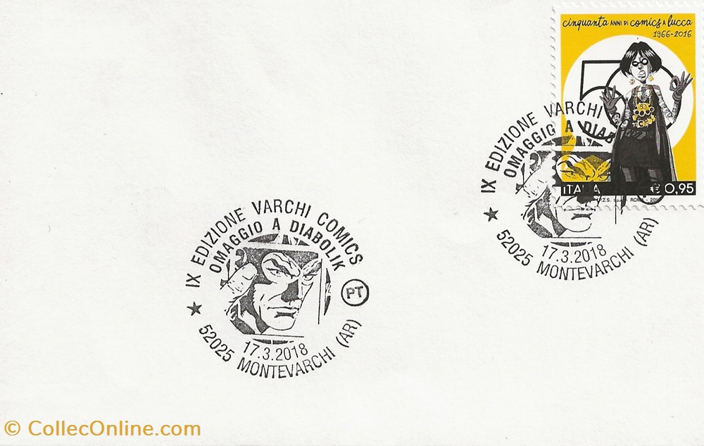 Montevarchi (Italie) 2018 IX Edizione varchi comics - Omaggio a Diabolik timbres montevarchi italie 2018 ix edizione varchi comics omaggio a diabolik