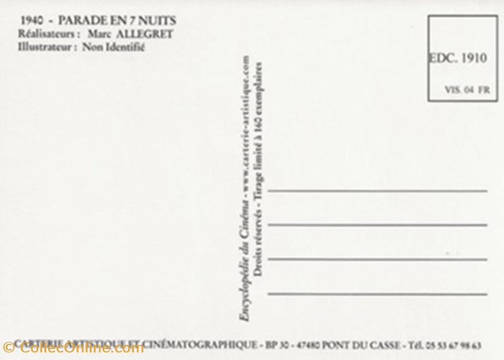 Parade en 7 nuits cartes postales autres parade en 7 nuits