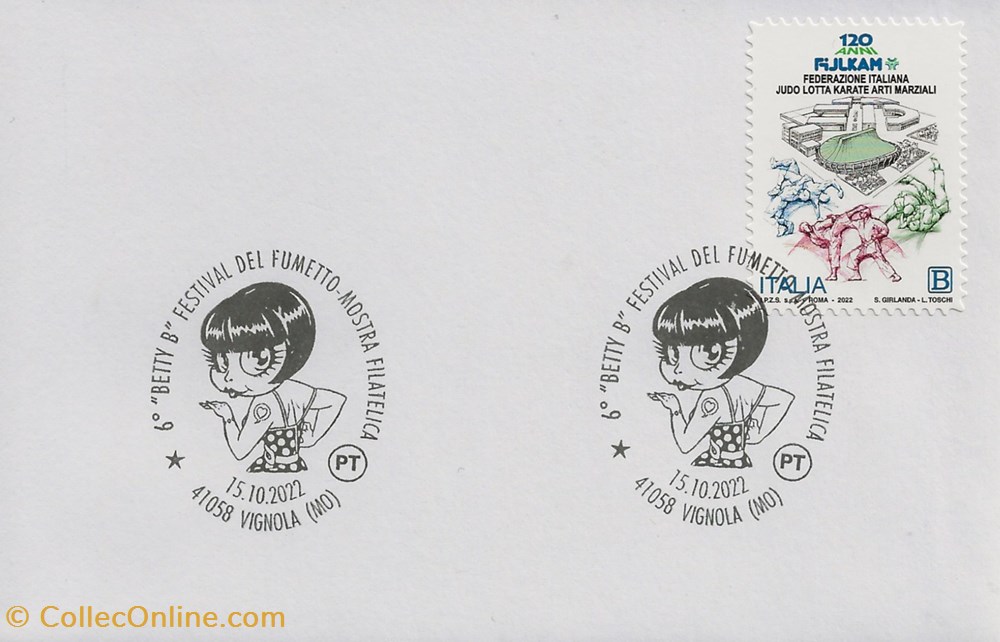 Vignola (Italie) 2022 6° Betty B - Festival del fumetto, mostra filatelica timbres vignola italie 2022 6 betty b festival del fumetto mostra filatelica