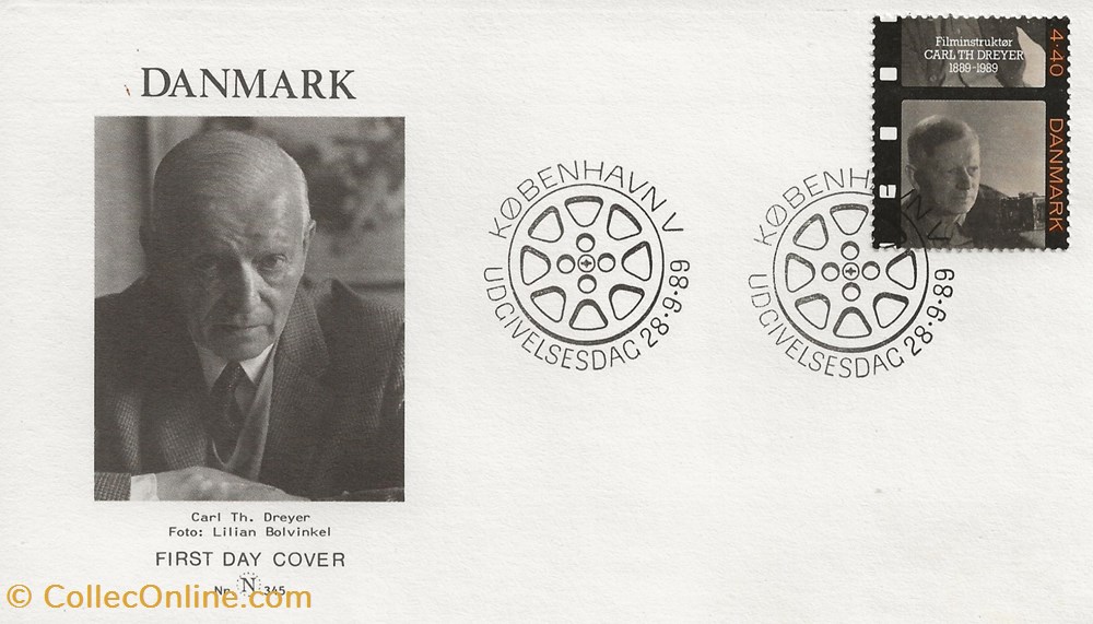 Kobenhavn (Danemark) 1989 Carl Th. Dreyer timbres kobenhavn danemark 1989 carl th dreyer