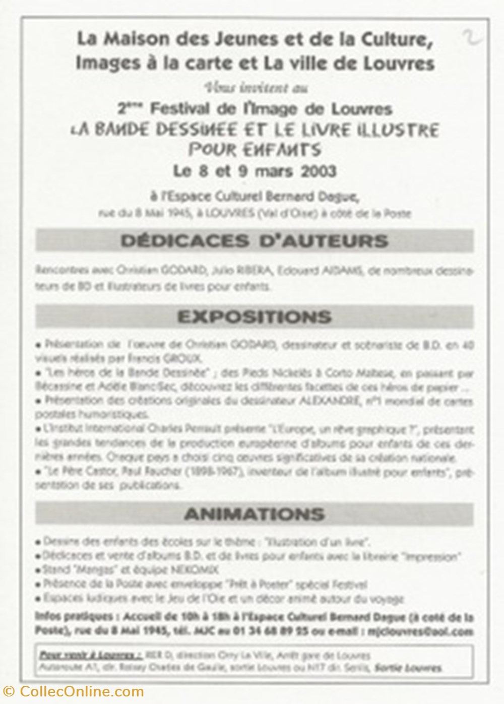 Louvres (95) 2003 cartes postales bande dessinee louvres 95 2003