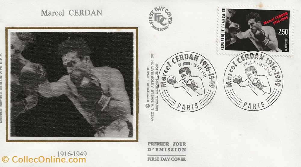 Paris (75) 1991 Marcel Cerdan timbres paris 75 1991 marcel cerdan