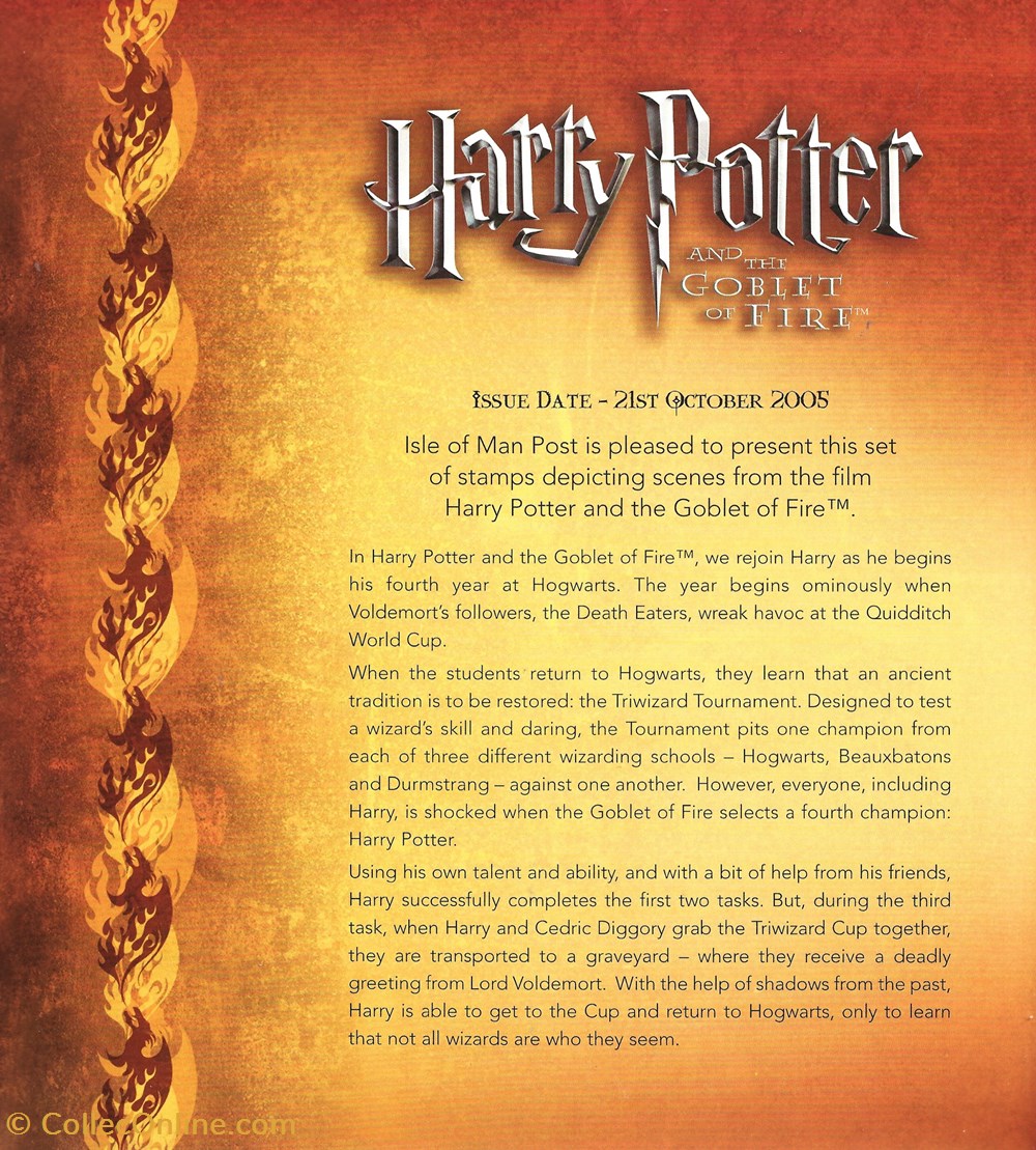 timbres zzz presentation pack ile de man 2005 harry potter and the goblet of fire