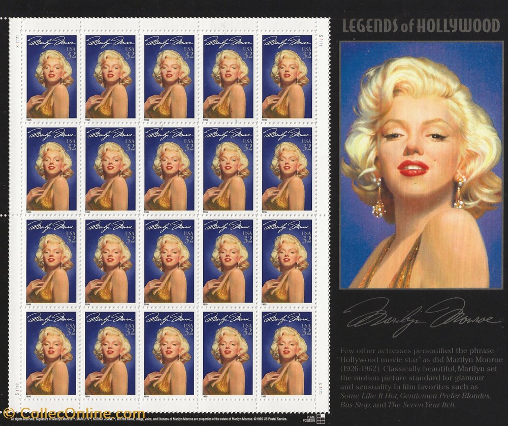 ZZZ Bloc (Etats-Unis) 1995 Marilyn Monroe - Legends of Hollywood timbres zzz bloc etats unis 1995 marilyn monroe legends of hollywood