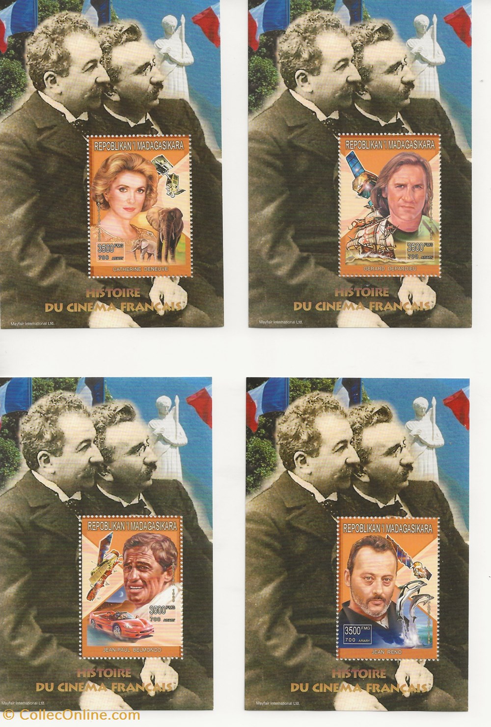 timbres zzz bloc madagascar 1999 histoire du cinema francais